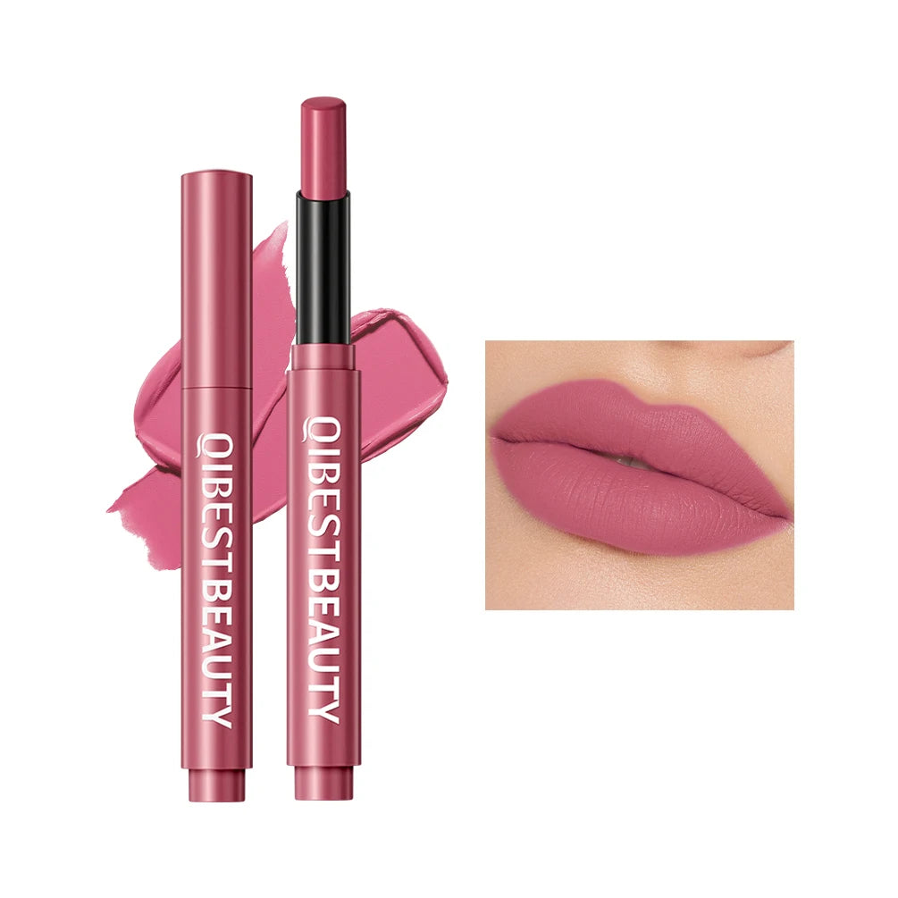 QIBEST Matte Lipstick Pen Lip Balm Moisturising Long Lasting Sexy Lip Tint Non-Stick Cup Sculpting Lipstick Lipliner Lips Makeup