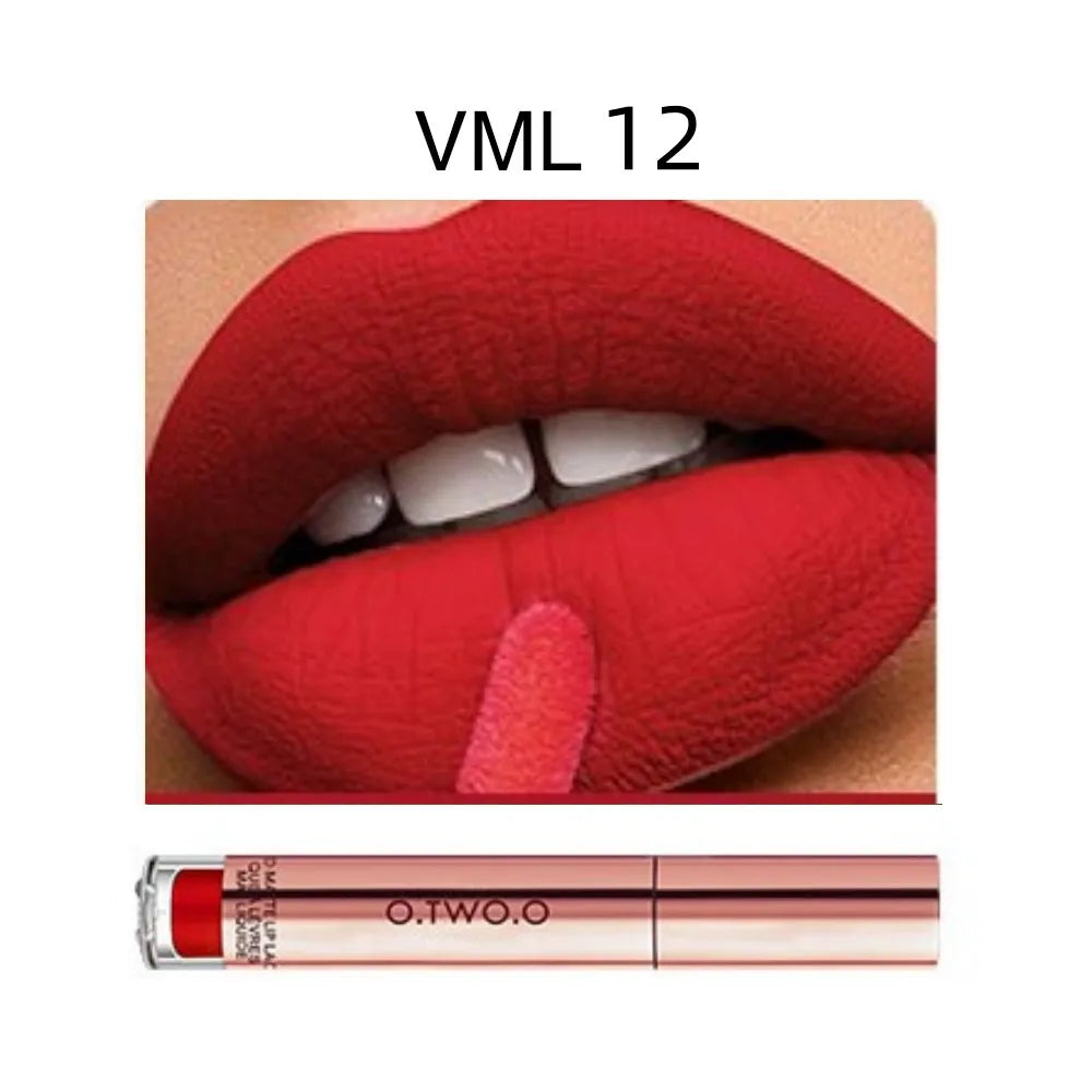 O.TWO.O 12 colors High Quality Velvet Matte lipstick Long Lasting Lips Makeup Waterproof Easy to Wear Matte Liquid Lip Gloss