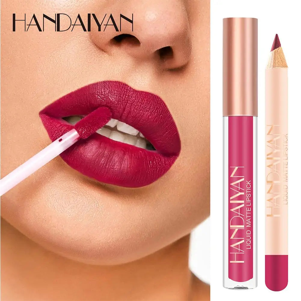 HANDAIYAN Matte Nude Brown Lipliner Pencil Lipsticks Set 12 Colors Lip Contour Kit Waterproof Non-sticky Sexy Velvet Lip Gloss - Seprincess