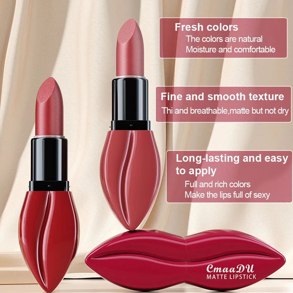 Natural Smooth Matte Waterproof Velvet Nude Lipstick Sexy Red Brown Lip stick Pigments Makeup Lipgloss Long Lasting Profissional - Seprincess