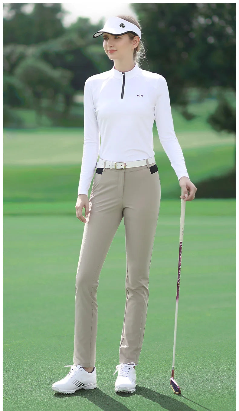 PGM Autumn Winter Ladies Golf Pants Women High Elasticity Sport Trousers Slim Fit Golf/Tennis Pants Warm Windproof Golf Clothing