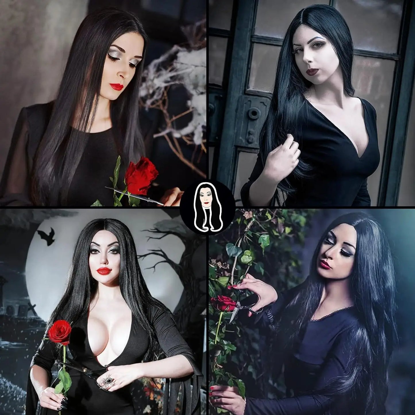 Women Morticia Addams Costume Dress with Rose Addams Family Halloween Costumes Pugsley Cosplay Costume - Seprincess