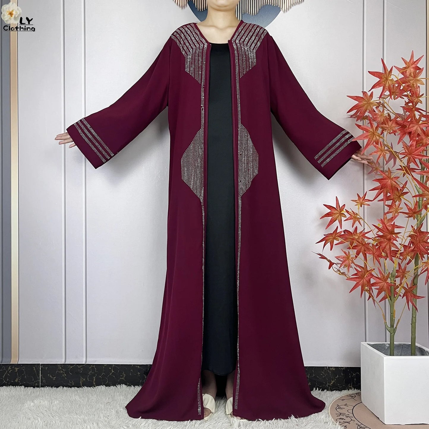 2024 For Women Elegant Dresses Dubai Party Outfits Long Sleeved Chiffon Dashiki Muslim Women Robe Open African Abaya Clothing