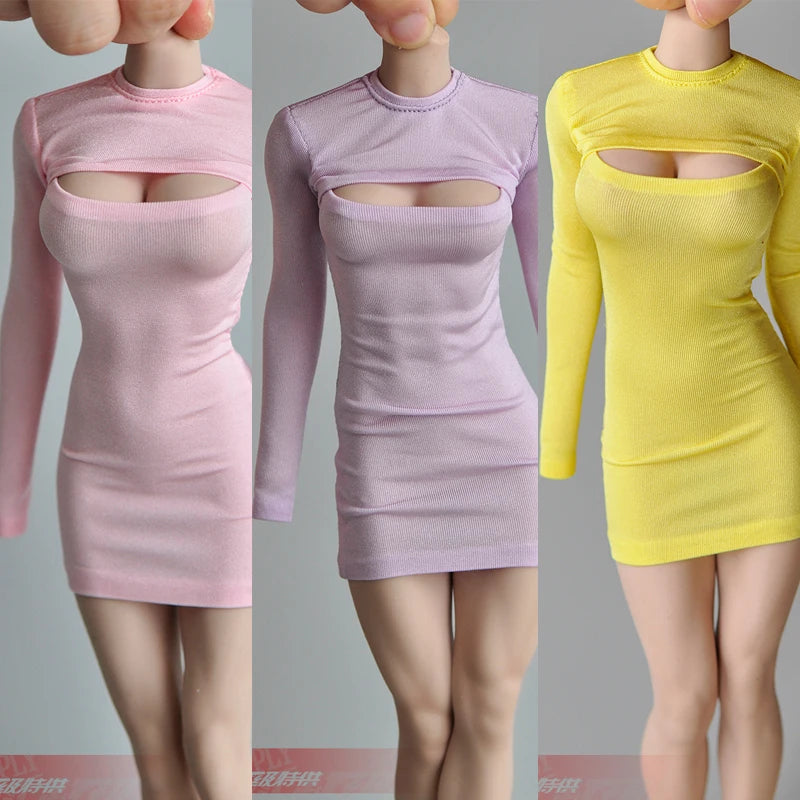 1/6 female sexy Clothes Female open chest Long T-shirt Long Dress fit 12'' TBLeague JIAOU DOLL action figure - Seprincess