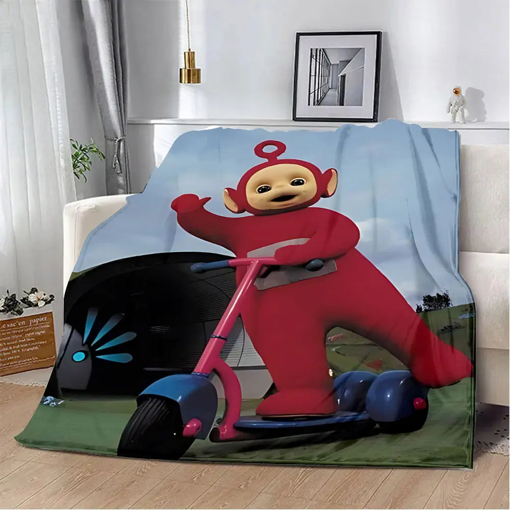 M-Meet The-Teletubbies Cartoon Logo Children Printed Blanket Picnic Blankets Warm Blanket Soft and Comfortable Blanket Home - Seprincess