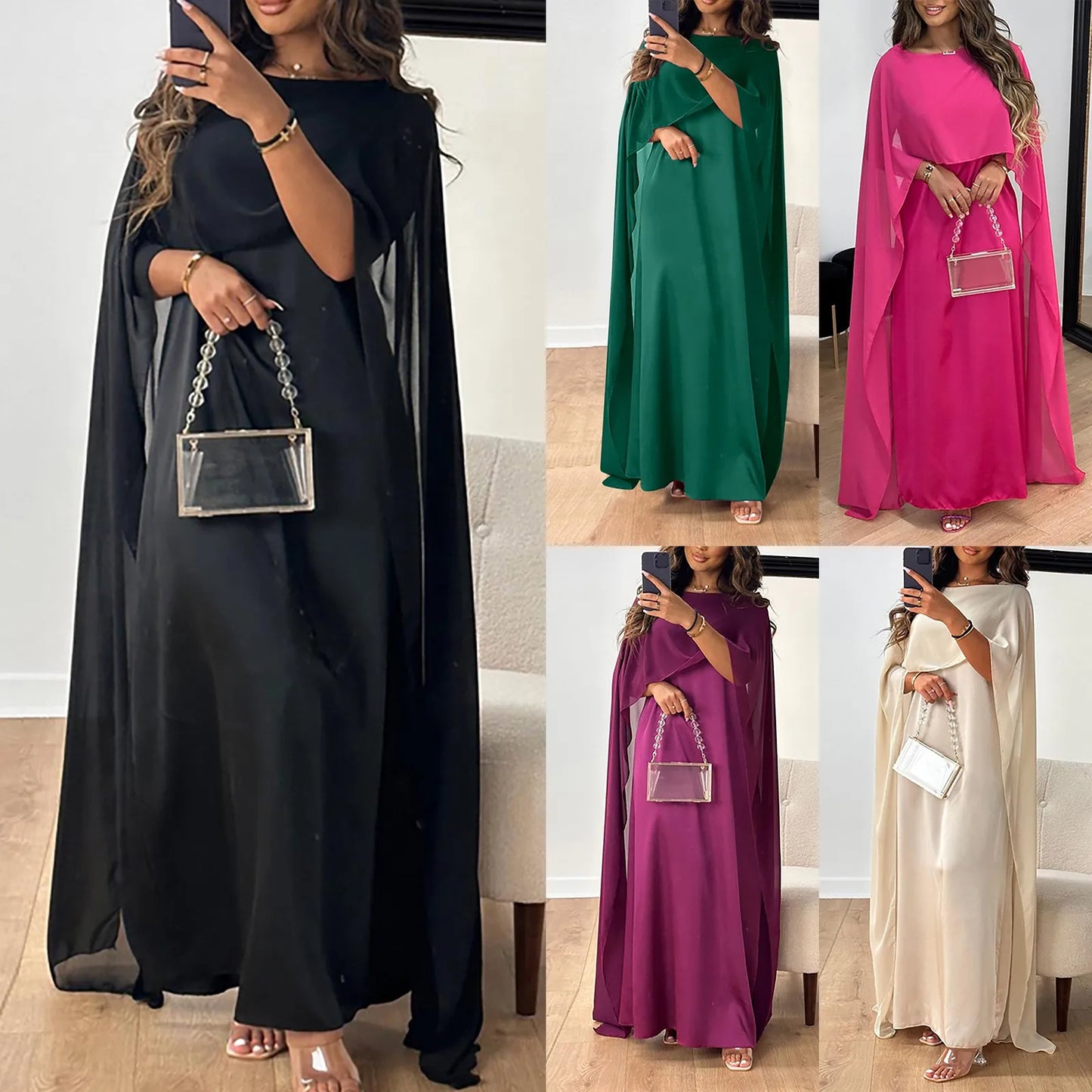 Ramadan Summer Batwing Sleeve Chiffon Butterfly Abaya Islam Muslim Maxi Dress Kebaya Women Kaftan Robe Musulmane Femme Vestidos - Seprincess