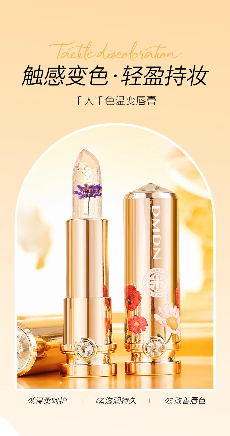 Flower Transparent Lipstick Lasting Moisturizer Crystal Jelly Lipsticks Temperature Color Changing Waterproof Lip Balm - Seprincess