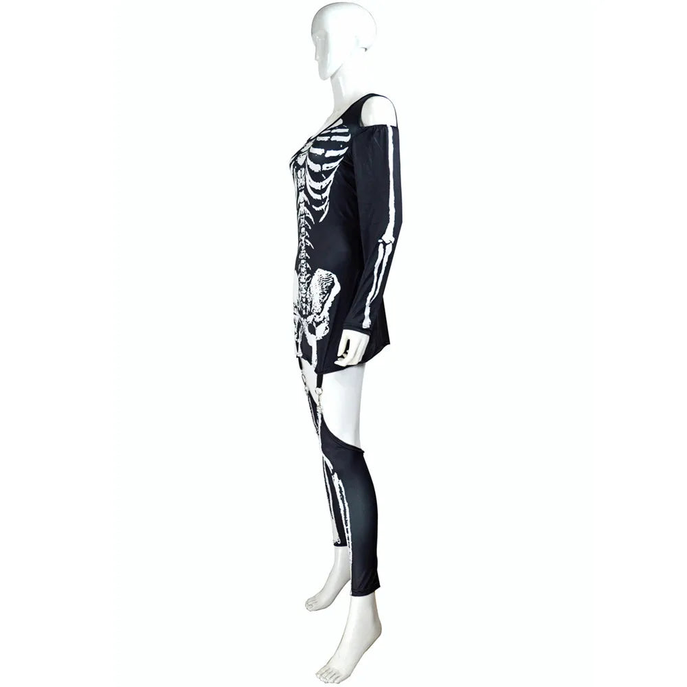 Witch Clothing Skeleton Zombie Ghost Cosplay Costumes Death Jumpsuit Halloween Dress Sexy Off Shoulder Dark Performance Costume - Seprincess