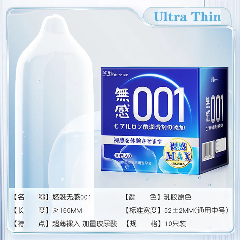 Ultra Thin Condoms Long-lasting For Men Sex Ejaculation Delay Latex Condom Hyaluronic Acid 0.01 Penis Sleeve For Adults Sex Love