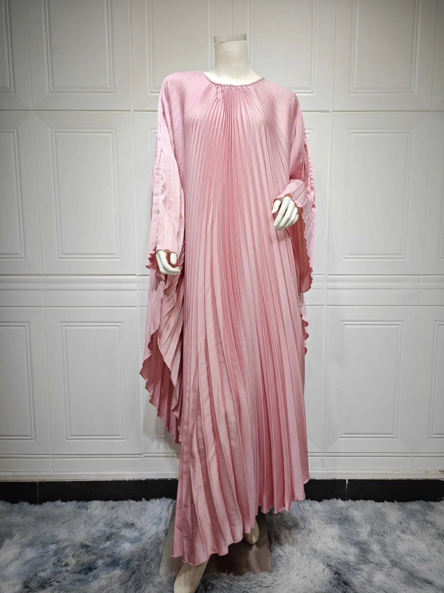 Ramadan Summer Batwing Sleeve Pleated Butterfly Abaya Islam Muslim Maxi Dress Kebaya Women Kaftan Robe Musulmane Femme Vestidos - Seprincess