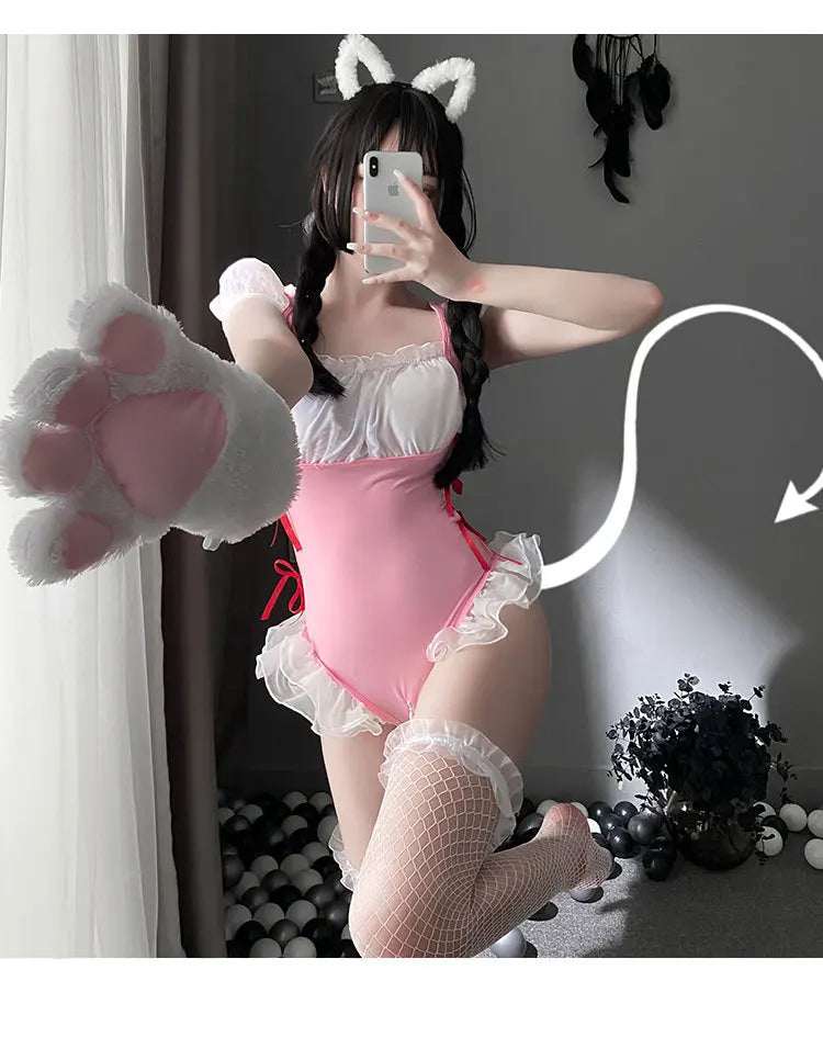 Sexy Erotic lingerie Cat Girl Lace Swimsuit One piece Uniform Temptation Women's pajamas sex outfit Sexy set xxx Sexy underwear - Seprincess