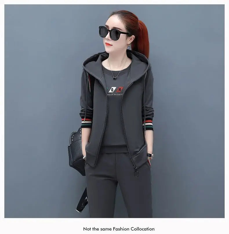 Fashion Women's Suit 2024 New Korean Version Spring and Autumn Long Sleeve Top Casual Sportswear Elegant Women's Three Suits - Seprincess