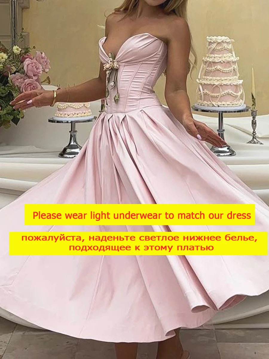 Suninheart Summer Formal Occasion Strapless Dress Sexy Elegant Fit and Flare Birthday Party Dresses Red Women's Clothing - Seprincess