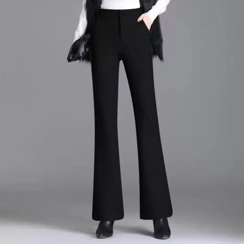 Autumn and Winter New Style Elastic Waist Boot-cut Pants High Waist Slim Straight Pants Fashion Women's Elastic Casual Pants