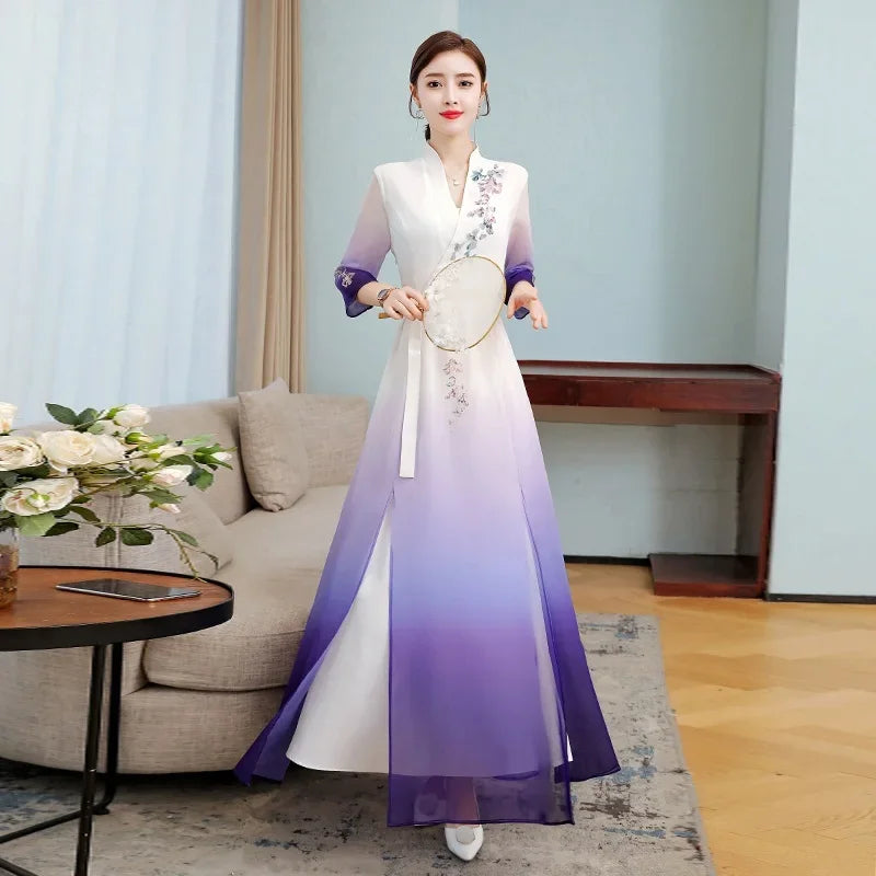 Vietnam Traditional Dress Chinese Style Aodai Cheongsam Qipao China Oriental Dress Vietnam Clothing Long Ao Dai Dress 10049 - Seprincess