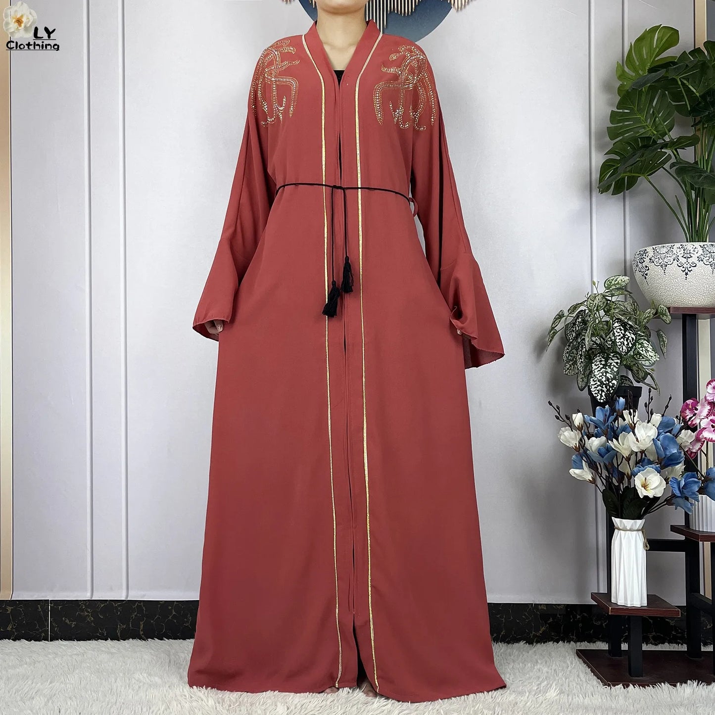 2024 For Women Elegant Dresses Dubai Party Outfits Long Sleeved Chiffon Dashiki Muslim Women Robe Open African Abaya Clothing