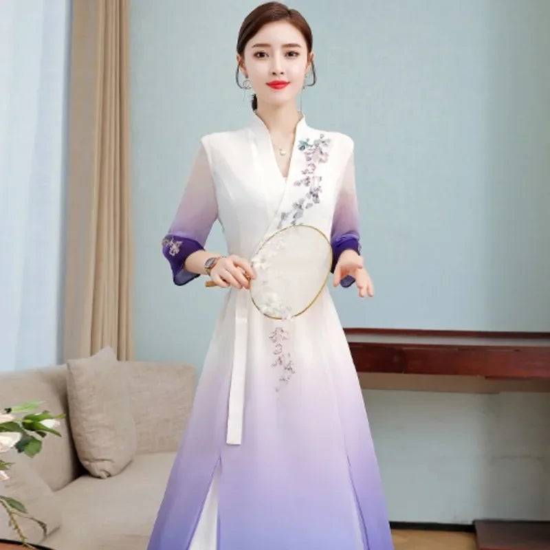 Vietnam Traditional Dress Chinese Style Aodai Cheongsam Qipao China Oriental Dress Vietnam Clothing Long Ao Dai Dress 10049 - Seprincess