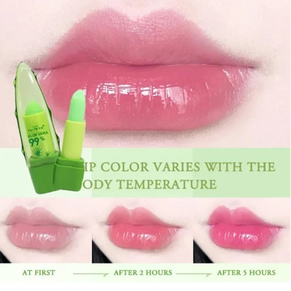 1Pcs Moisture Lip Balm Long-Lasting Natural Aloe Vera Lipstick Color Mood Changing Long Lasting Moisturizing Lipstick Anti Aging - Seprincess