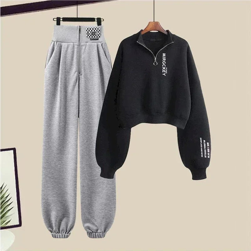 Y2k Streetwear Hoodies+Casual Sweatpants Suit Women 2023Autumn Zipper Pullovers Sweatshirts Harajuku Two Piece Sets Kpop Clothes - Seprincess