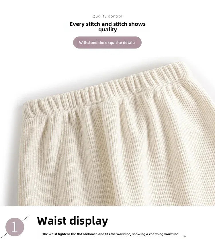 Thickened Fleece-Lined Corduroy Skirt Women's Autumn/Winter 2024 New Medium-Length A- Line Skirt With Side Slit High-Waisted