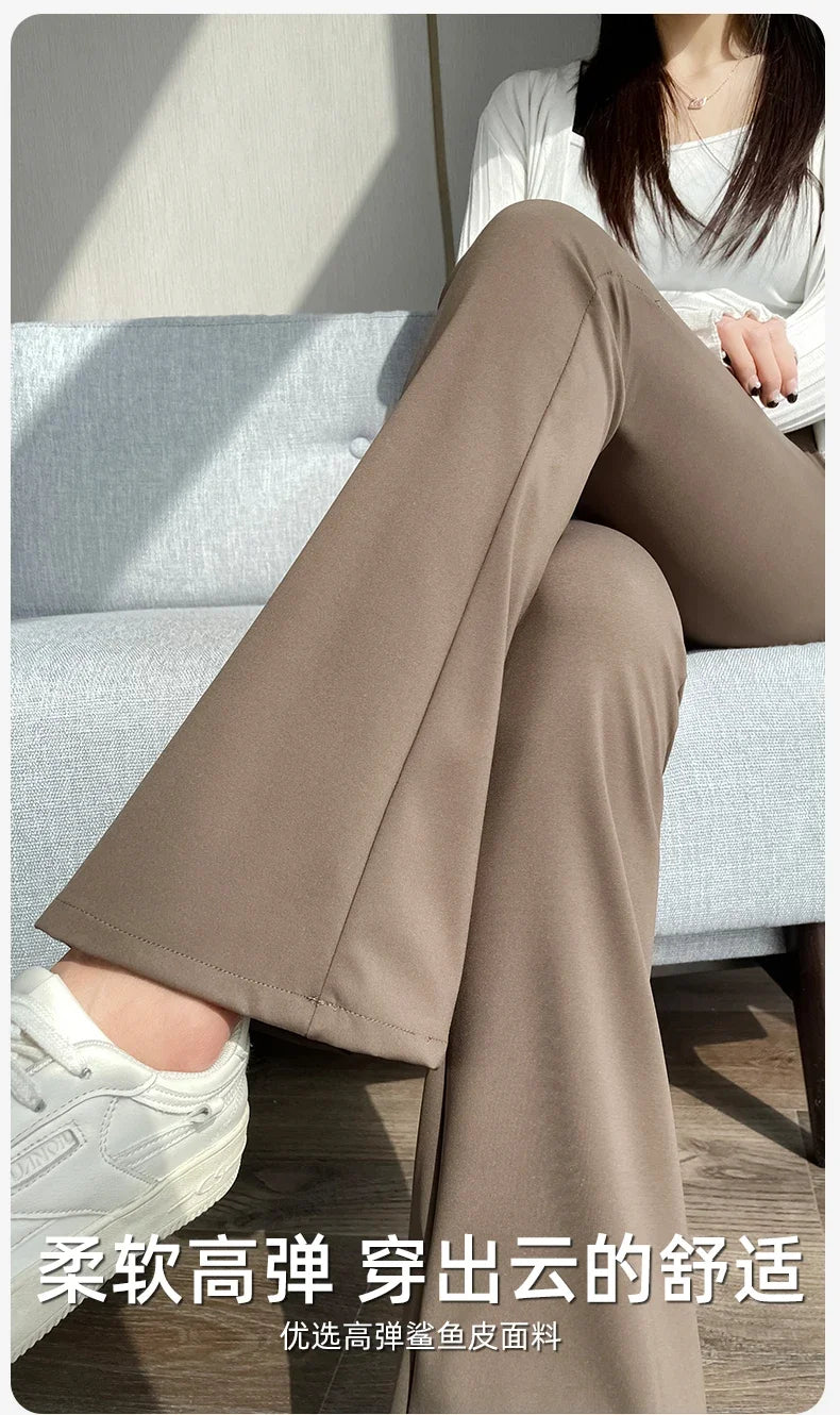 Boot Cut Nylon Legging for Maternity Spring Summer Adjustable Elastic Waist Pants for Pregnant Women Hot Slim Fit Pregnancy Wear