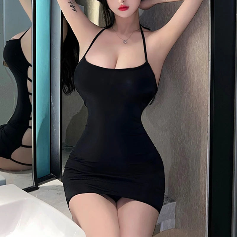 New Hot Sexy Lingerie Black Sassy Dress Nightdress Women Perspective Underwear Erotic Costumes Babydoll Sex Clothes Pajamas