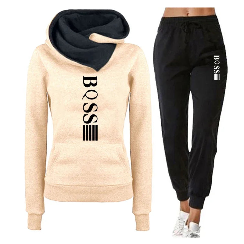 Womens Tracksuit Autumn Winter Warm Hooded Sweatshirts Female Jogging Sweatpants Fashion Versatile Woman Clothing Sports Outfits - Seprincess