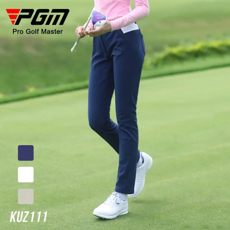 PGM Autumn Winter Waterproof Women Golf Trousers Thick Keep Warm Long Pant Plus Velvet Golf Ball Pants Windproof Tennis Clothing