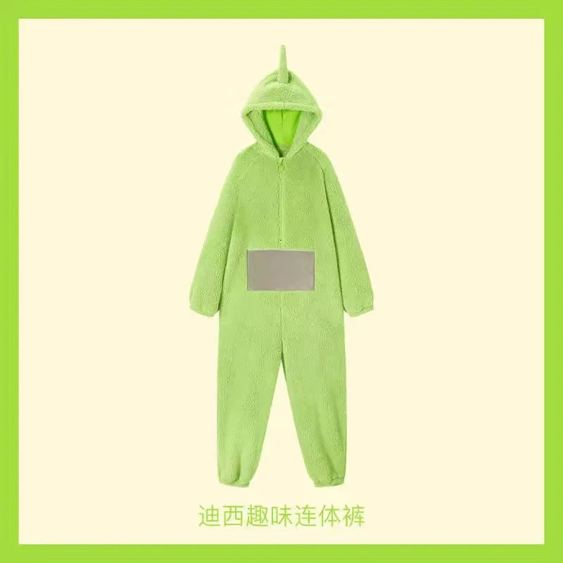 Cute Cartoon Teletubbies Pajamas Plush Jumpsuits Boys Girls Thickened Coral Fleece One-Piece Pajamas Warm Home Wear Clothes - Seprincess